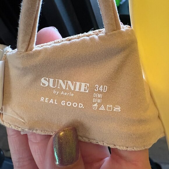 Aerie 34D Nude Sunnie Bloom Lace Strappy Demi Push-up Bra - Picture 9 of 11